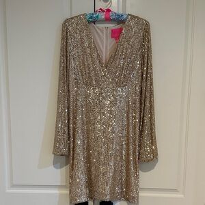 Lilly Pulitzer Gold Sequin Dress.